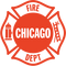 Chicago Fire Department logo with red Maltese cross and 'CHICAGO FIRE DEPT' text.