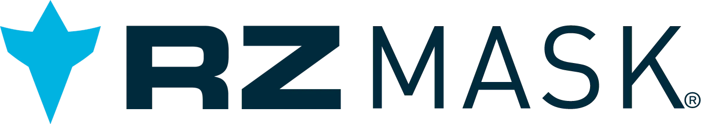 RZ Mask logo with a blue star on a white background