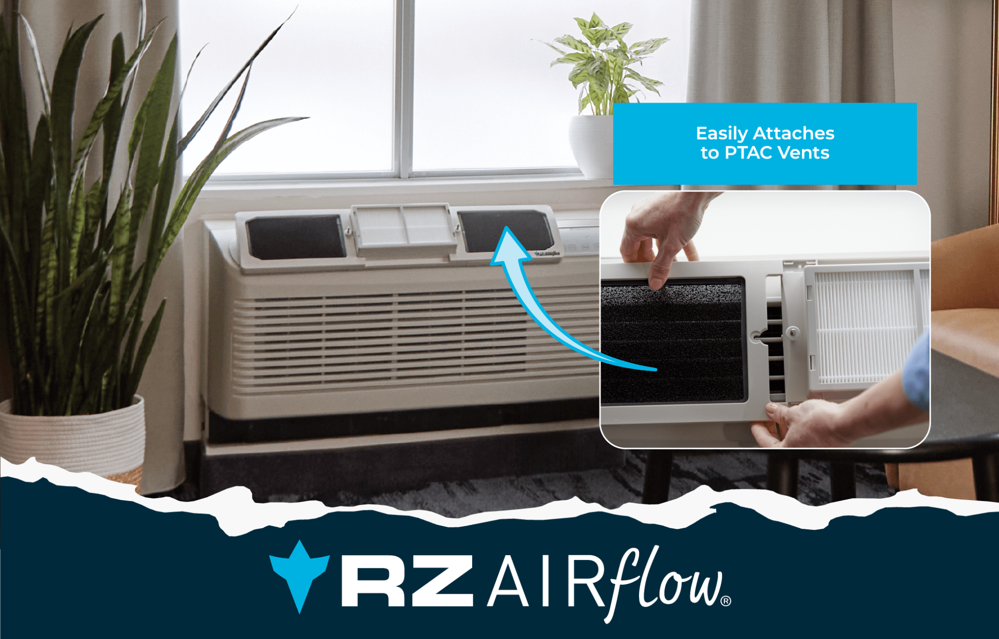 RZ AIRFlow - Air Purifying Filter for PTAC heating & Cooling Units w/Premium Travel Case - Unit - RZ Mask