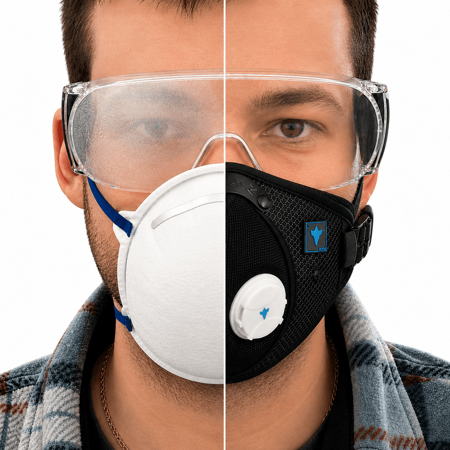 Illustration of warm air rising toward eyewear