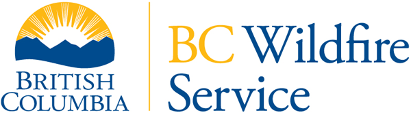Logo of the British Columbia Wildfire Service with a mountain and sun design.