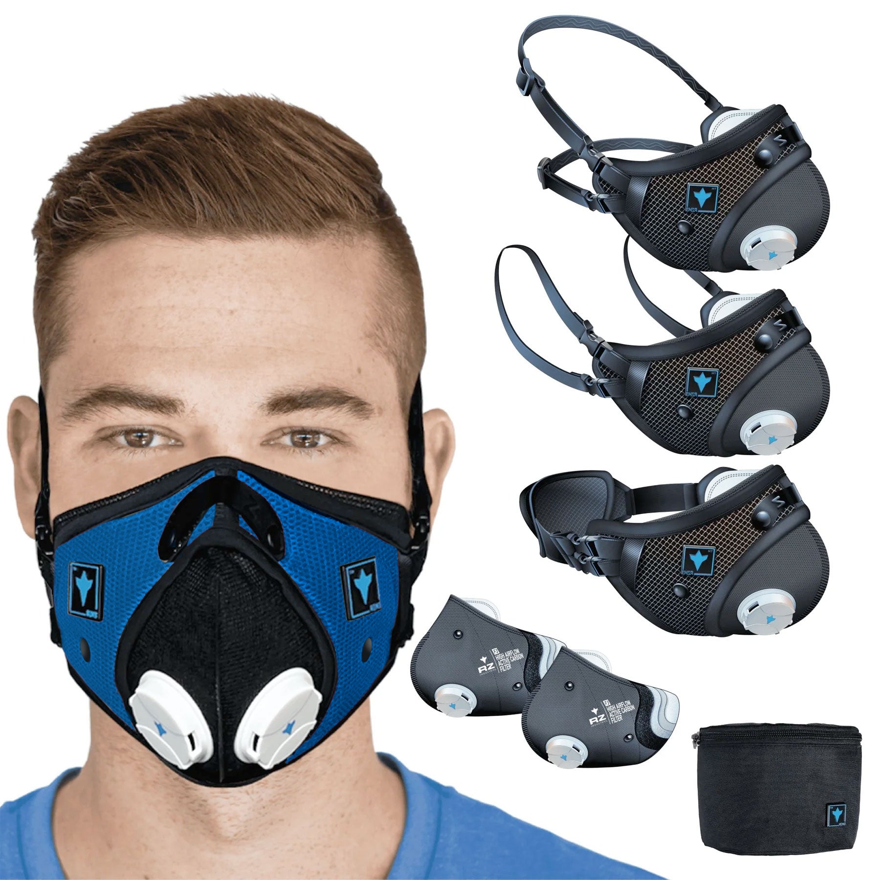 Man wearing Navy RZM3 Mask