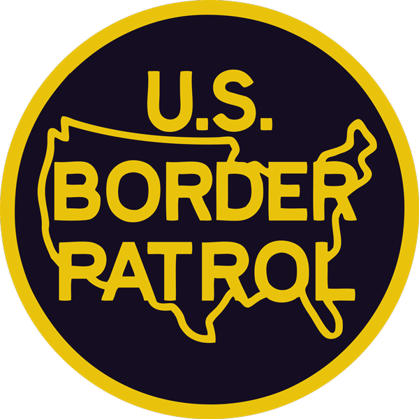 U.S. Border Patrol logo with yellow text on a black background