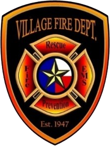 Village Fire Department logo with shield design and text
