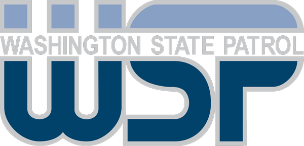 Washington State Patrol logo with 'WSP' in blue and gray on a white background