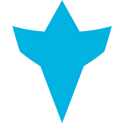 Blue star-shaped object on a white background