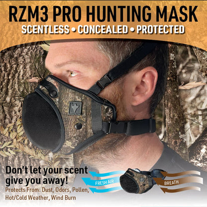 RZ Mask Camo RZM3: Hunt, work, or play with ultimate comfort and patented 3 - strap versatility! - RZ Mask
