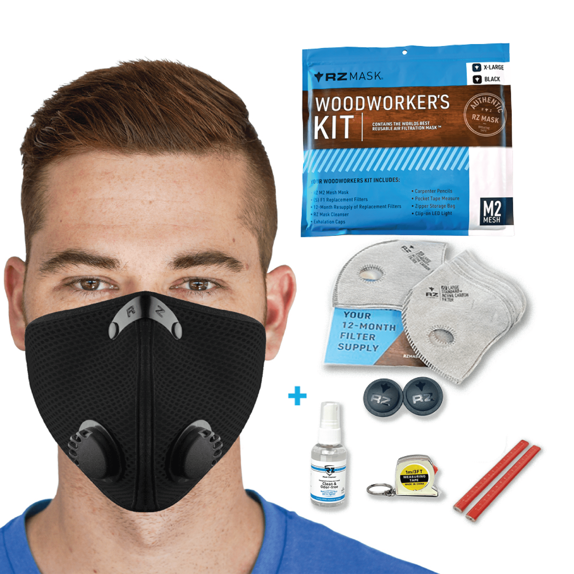 RZ Mask M2 9 - Piece Woodworker's Kit: Your Essential Safety Companion - Bundle - RZ Mask