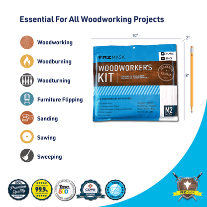 RZ Mask M2 9 - Piece Woodworker's Kit: Your Essential Safety Companion - Bundle - RZ Mask