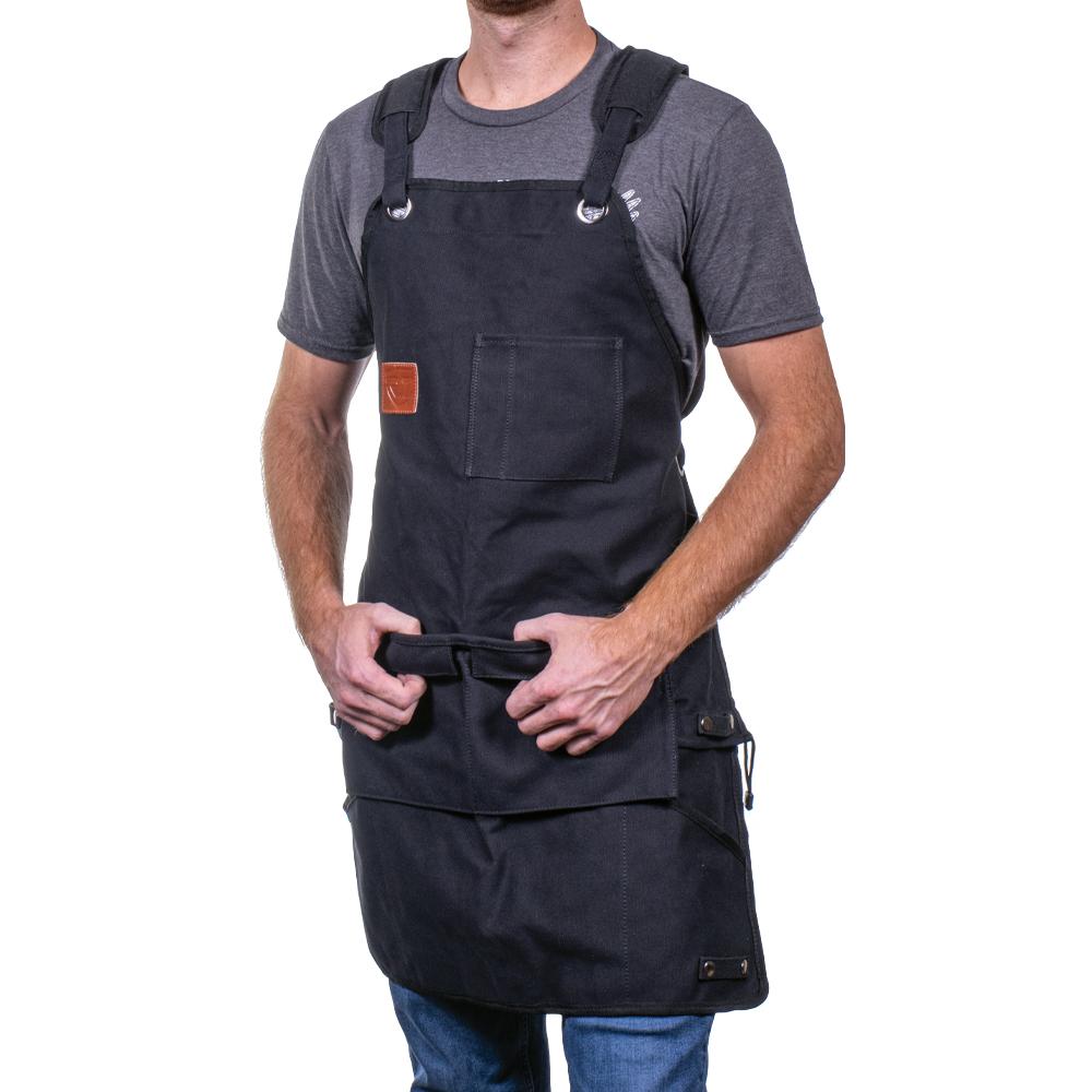 3-in-1 Shop Apron - Apron - RZ Mask - Image bears a man wearing the RZ Mask 3 in 1 shop apron.