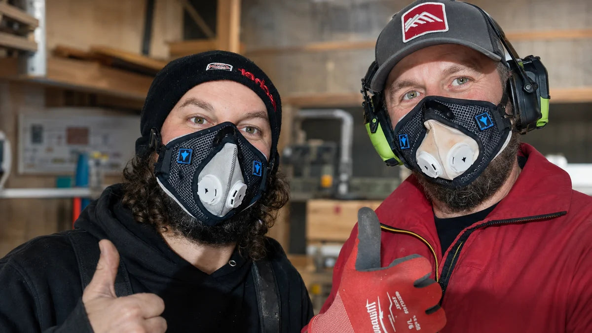 Customers wearing RZ Pro FFP2 masks in a workshop
